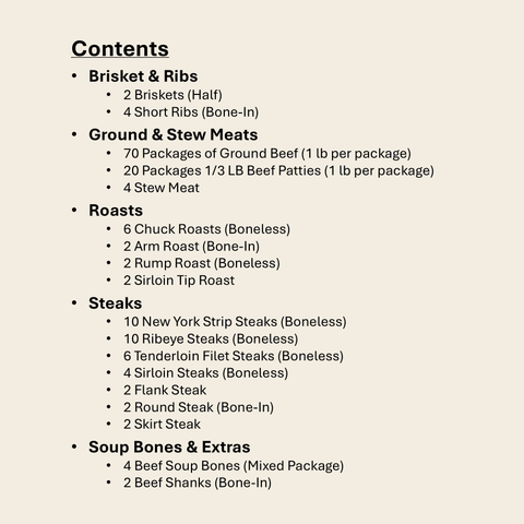 Grass Fed Grain Finished, Beef Half (1/2) - Local Pastures