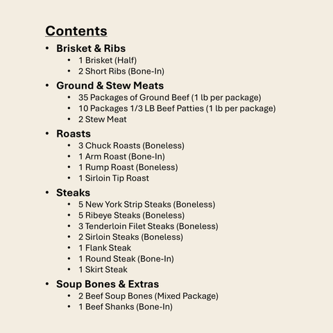 Grass Fed Grain Finished, Beef Quarter (1/4) - Local Pastures